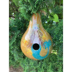 Mermaid Gourd Birdhouse Hand Painted Sea Inspired